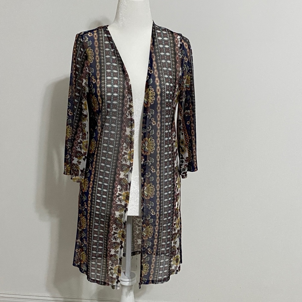 Lavish Multicolor Floral Mesh Kimono